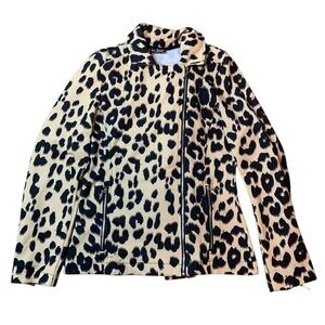 The Still Collection Leopard Print Full Zip Moto Jacket L-XL
